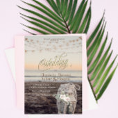 Laterne, String Lights, Blume, Beach Wedding Einladung