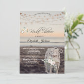 Laterne, String Lights, Blume, Beach Wine Einladung (Stehend Vorderseite)