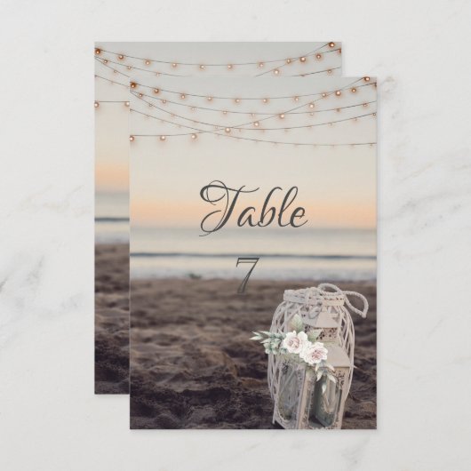 Laterne, String Lights, Blume, Strand Einladung (Vorne/Hinten)