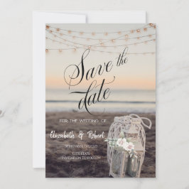 Laterne, String Lights, Blume, Strand Save the Dat Date