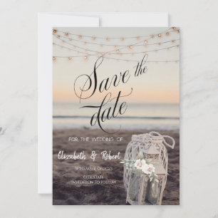 Laterne, String Lights, Blume, Strand Save the Dat Date