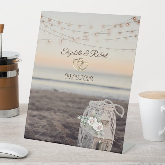 Laterne, String Lights, Blume, Strand Sockelschild (In Situ)