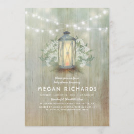 Laterne und Gipskraut Rustikale Babydusche Einladung