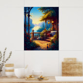 Laternen auf der leuchtenden Terrasse Poster (Küche)