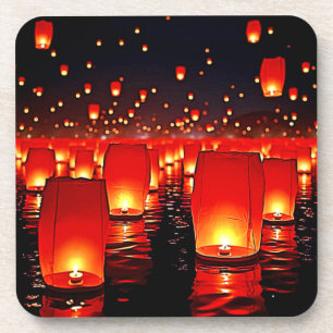 Laternen' Magisches Nachtschwimmdesign Getränkeuntersetzer