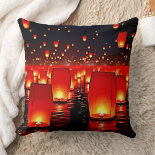 Laternen' Magisches Nachtschwimmdesign Kissen