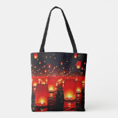 Laternen' Magisches Nachtschwimmdesign Tasche (Rückseite)