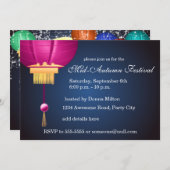 Laternen, Mond und Mondkuchen Einladung (Vorne/Hinten)