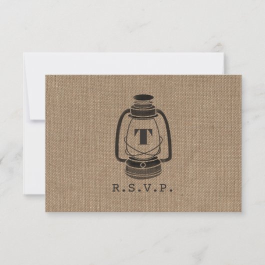 Laternen-Monogramm, Inspiriert, mit Bruch, R.S.V.P RSVP Karte (Vorderseite)