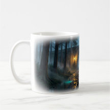 Laternen-Regen-Bahn Durch Kiefern Tasse