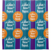 Lather Rinse Repeat Aqua Stripes Orange Spots Duschvorhang (Vorderseite)