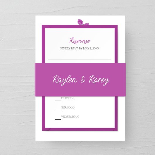 Lathyrus Lila Minimalistische Hochzeit Einladungsbanderole