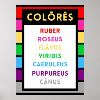 Latin Colors Poster - Latin Teacher Gift