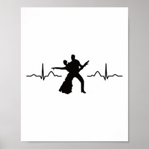 Latin Dancing Couple Watercolor Rumba Dancer Poster