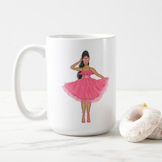 Latina Babe Pink Custom Name Kaffeetasse (Mit Donut)
