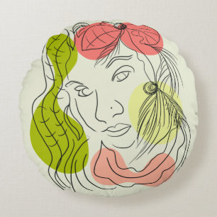 Latina-Frau Kunst Formen Floral Rundes Kissen