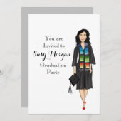 Latina Graduate Fashion Illustration Einladung (Vorne/Hinten)