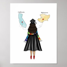 Latina Graduate mit zwei Staaten Abschluss Poster