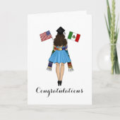 Latina Graduate Serape Mexico American Flags Grad Karte (Vorderseite)