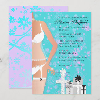 Latina Lingerie Brautparty Aquamarin und Lila Einladung