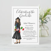 Latina mit Flaggen und Diplomaten-Uni-Abschluss Einladung (Stehend Vorderseite)