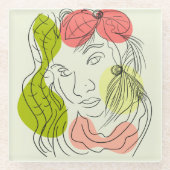 Latina Woman Art Shapes Floral Glasuntersetzer (Vorderseite)