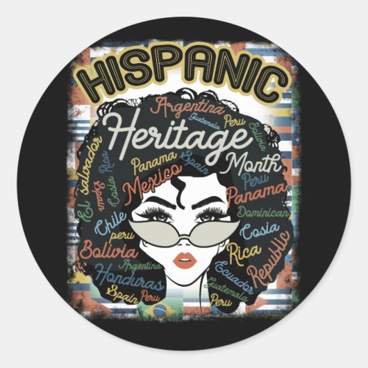 Latina Woman Kunst, Dichtung und Musik Runder Aufkleber (Vorderseite)