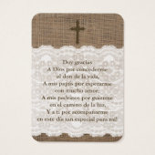 Latino Baptisse Tag Recuerdo de Bautizo Card (Rückseite)