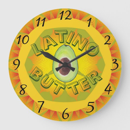 Latino Butter Wall Clock Große Wanduhr (Vorderseite)