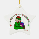 Latino Elf Baby 1. Weihnachtsdekoration Keramikornament (Hinten)
