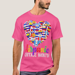 Latino-Länder-Flaggen Herz Hispanic Heritage Mon T-Shirt