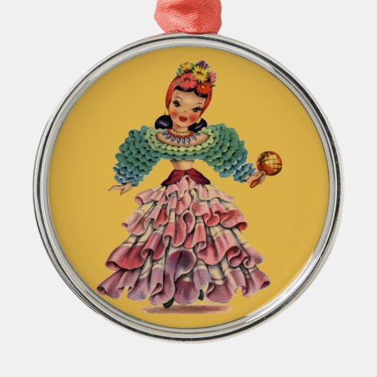 Latino-Puppe Silbernes Ornament (Vorne)