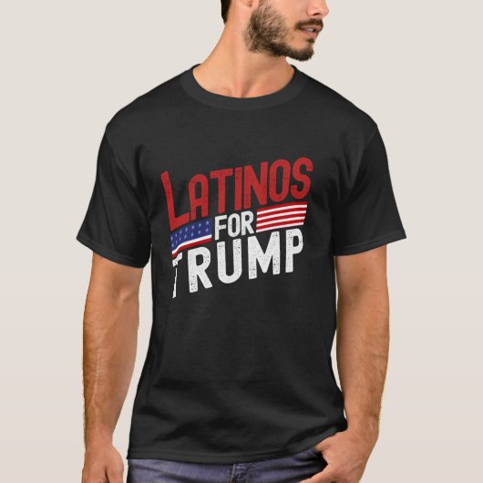 Latinos für Trump 2024 Wahl USA Flag Hispanic T-Shirt (Vorderseite)