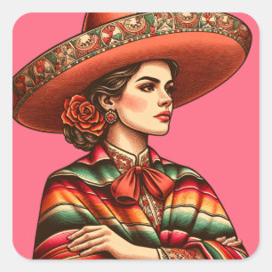 Latinx Sarape Gastgeschenk Quadratischer Aufkleber