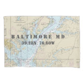 Latitude Longitude Baltimore MD Nautic Chart Kissenbezug (Vorderseite)