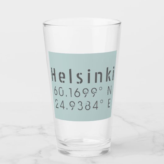 Latitude Longitude Helsinki Glas (Vorderseite)