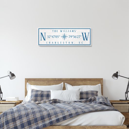 Latitude Longitude Personalized Family Name Wrap Leinwanddruck (Insitu (Schlafzimmer))