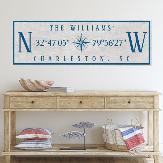 Latitude Longitude Personalized Family Name Wrap Leinwanddruck