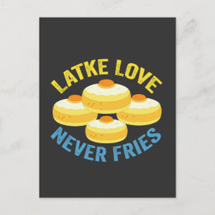 Latke-Liebe hört nie auf Lustiges jüdisches Hanukk Postkarte
