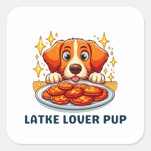 Latke Lover Pup Quadratischer Aufkleber (Vorderseite)