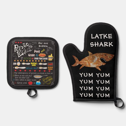 Latke Shark Ofenhandschuh & Topflappen-Set (Vorderseite)