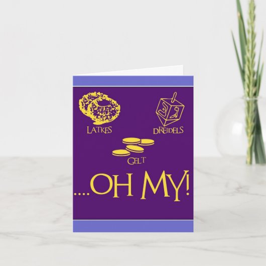 Latkes and Dreidels and Gelt Feiertagskarte (Vorderseite)