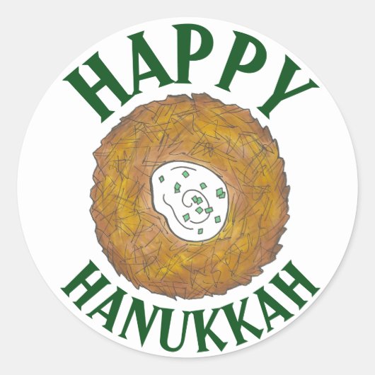 Latkes Happy Hanukkah Chanukah Juwish Holidays Runder Aufkleber (Vorderseite)