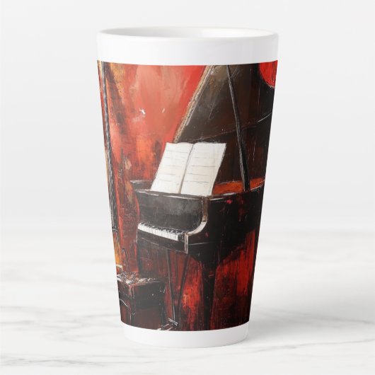 Latte: 3 Instrumente mit Red Wall Milchtasse (Vorderseite)