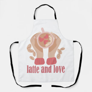 Latte and love cup, hands and coffee quote  schürze