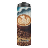 Latte Art am Strand Thermosbecher (Vorderseite)