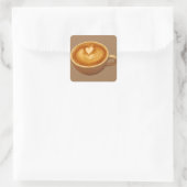 Latte Art Coffee Liebe Quadratischer Aufkleber (Tasche)