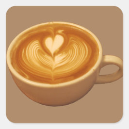 Latte Art Coffee Liebe Quadratischer Aufkleber