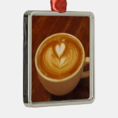 Latte Art Coffee Liebe Silbernes Ornament (Rechts)