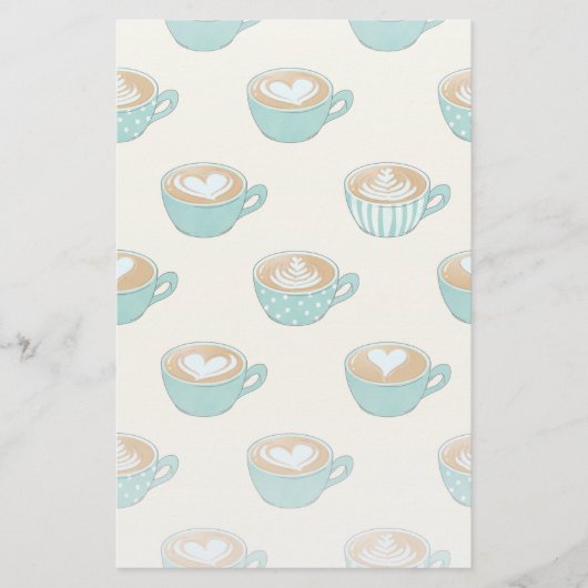 Latte Art in Niedlich Blue Coffee Mugs Briefpapier (Vorderseite)
